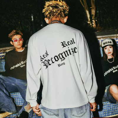 邦BANG 斜标LOGO长TEE字母长T恤男宽松休闲 长袖体恤女上衣秋新款