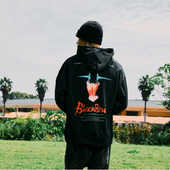 复古电影海报印花连帽卫衣帽衫 重磅 潮 over FW26美式 BLACK8 mula