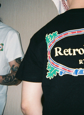 *RTVG* 2025SS夏季新款街头潮流1990复古花框休闲男女黑白短袖T恤