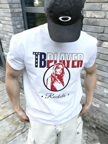 BurningDreamers 美式街头摇滚人像印花短袖休闲宽松情侣短袖T恤