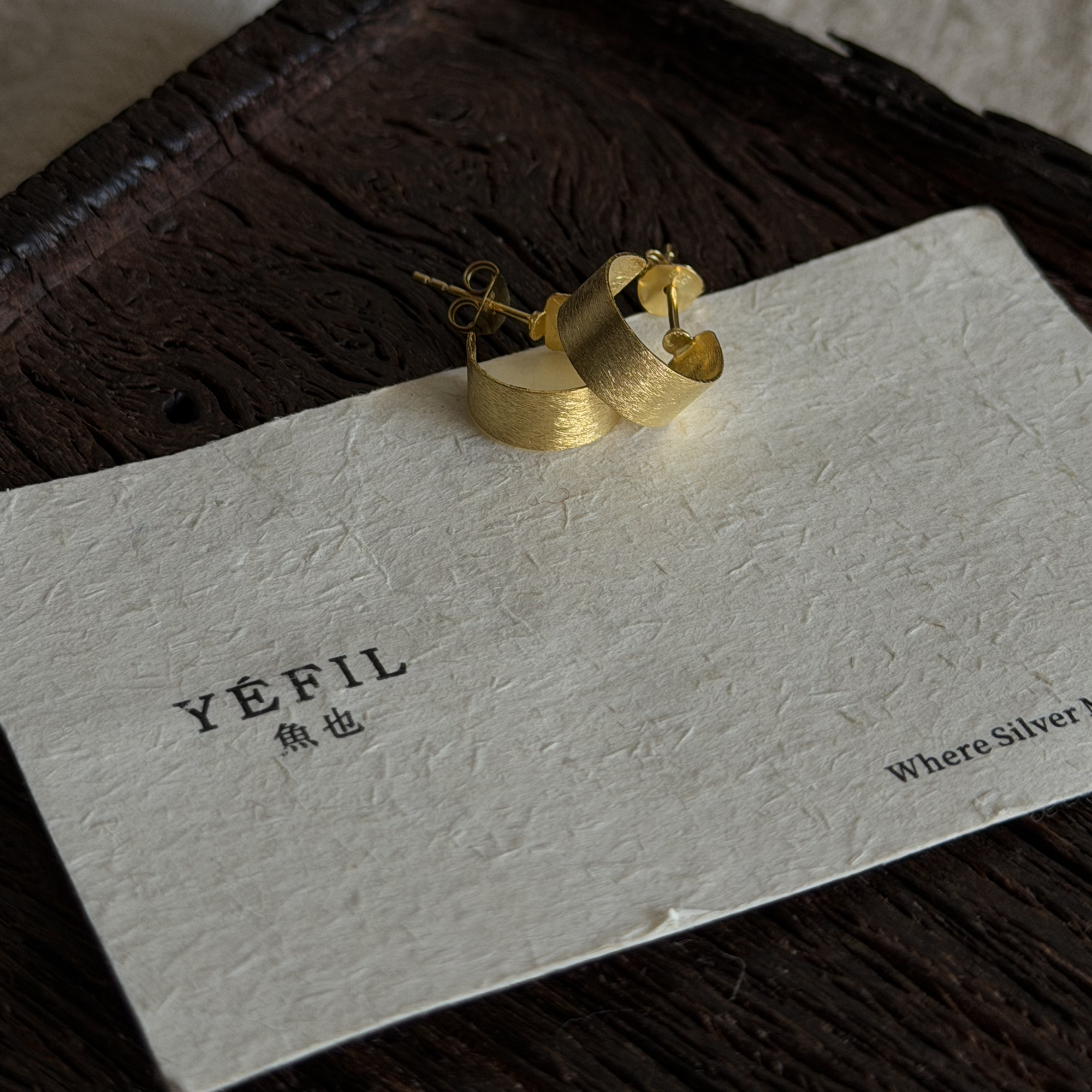 「耳钉」银镀18k 宽边小圈圈耳环 极简的点缀