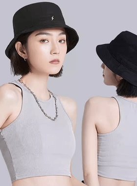 KEIOS休闲潮流简约纯色渔夫帽系带可以脱卸两用遮阳百搭玫瑰金