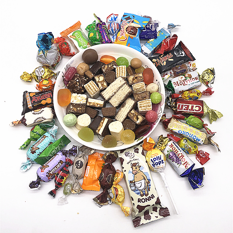 俄罗斯糖果 混合装 多口味 大礼包巧克力 水果软糖 500g喜糖零食