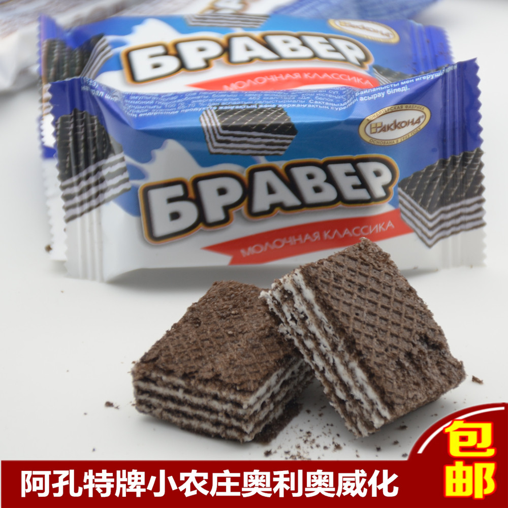 俄罗斯进口阿孔特农庄菲利莫巧克力奶油夹心薄脆威化饼干早餐零食