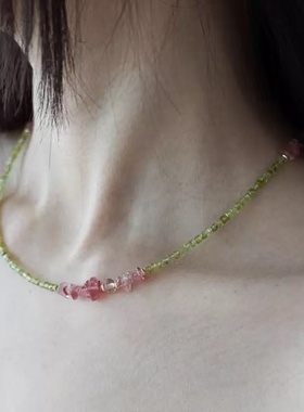 橄榄绿锆石草莓晶手链项链