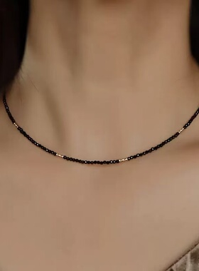 四季百搭女款黑尖晶锁骨链