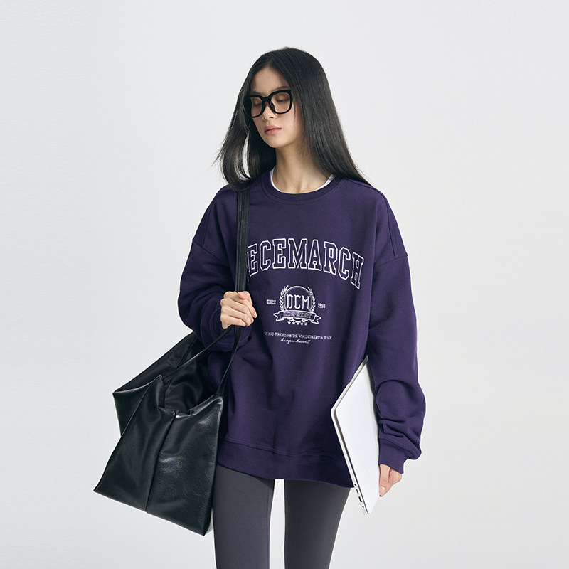 Decemarch美式复古卫衣女 高克重全棉厚实重工精致刺绣圆领宽松,女装/女士精品,卫衣/绒衫,淘宝优惠券,粉丝福利购,淘宝优惠卷