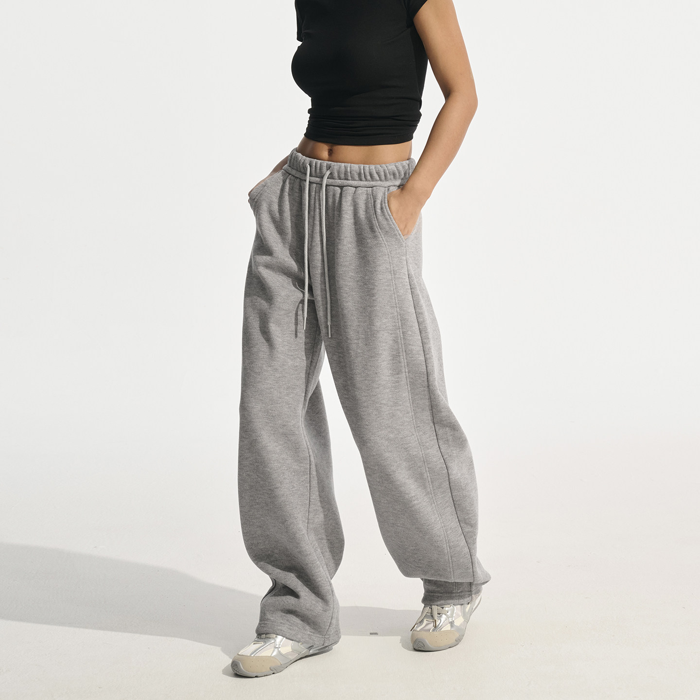 秋冬厚款休闲裤弯刀毛呢香蕉裤