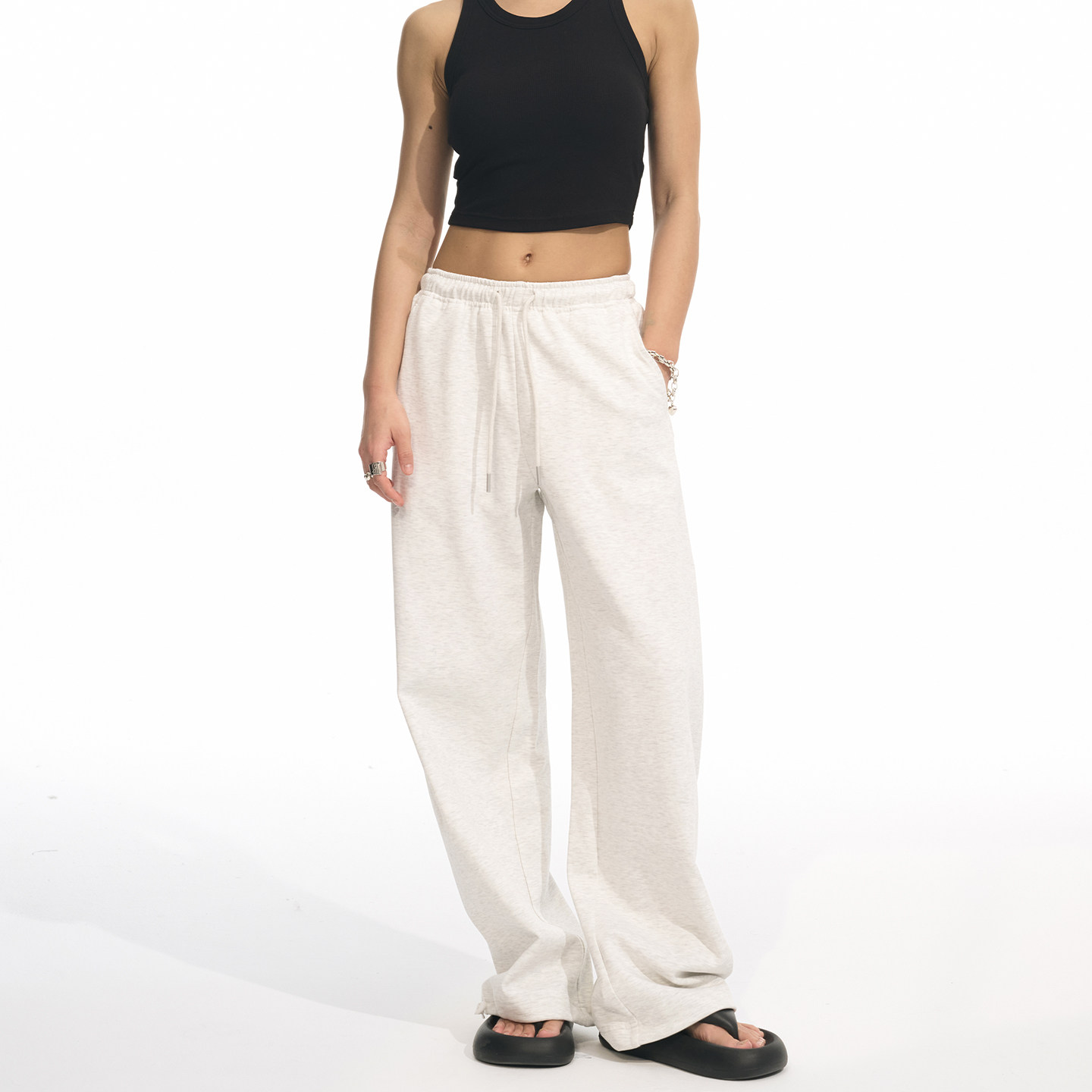 Decemarch春夏宽松卫裤 松紧腰可收脚口两穿休闲裤宽松长裤运动裤