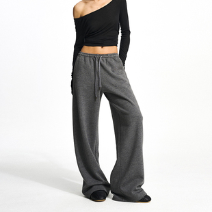 女松紧腰卫裤 阔腿裤 香蕉裤 Decemarch秋冬醋酸毛呢弧线廓形休闲裤