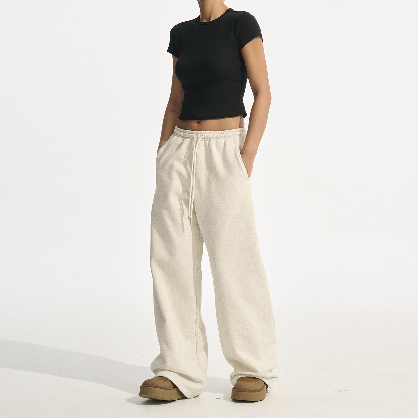 Decemarch秋冬加厚保暖宽松阔腿休闲裤加绒卫裤 美式慵懒运动长裤