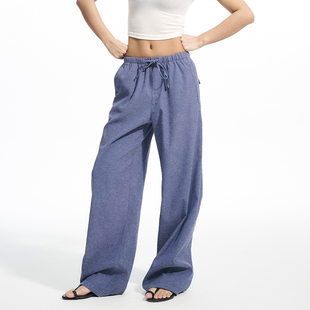 卫裤 Decemarch棉麻肌理感透气舒适休闲阔腿裤 香蕉裤 长裤 女 弯刀裤