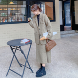 【大货已出】毛呢西装半身裙夹棉内胆两件套装F8397P185控268，女装套装/套裙，小麦子服饰