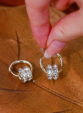 路路通小蛮腰耳扣耳环女镶钻感简约网红耳饰2024新款气质耳坠