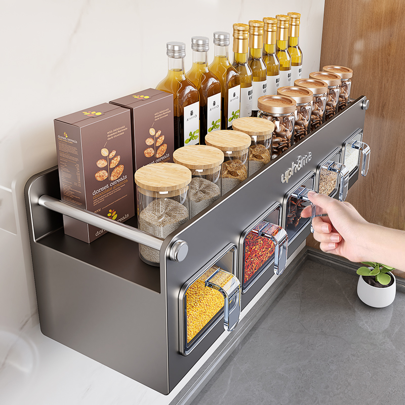 厨房置物架免打孔调味料用品家用大全多功能大容量双层收纳壁挂式