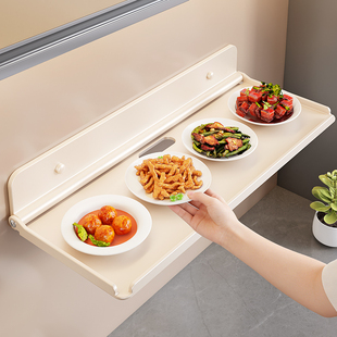 日式厨房置物架多层壁挂式备菜盘置物架可折叠上墙配菜架子免打孔