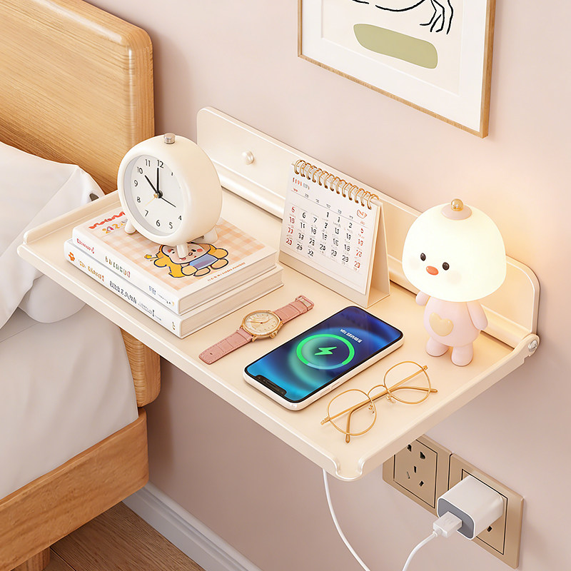 可折叠墙上置物架浴室厕所床头手机免打孔宿舍收纳架机顶盒整理架