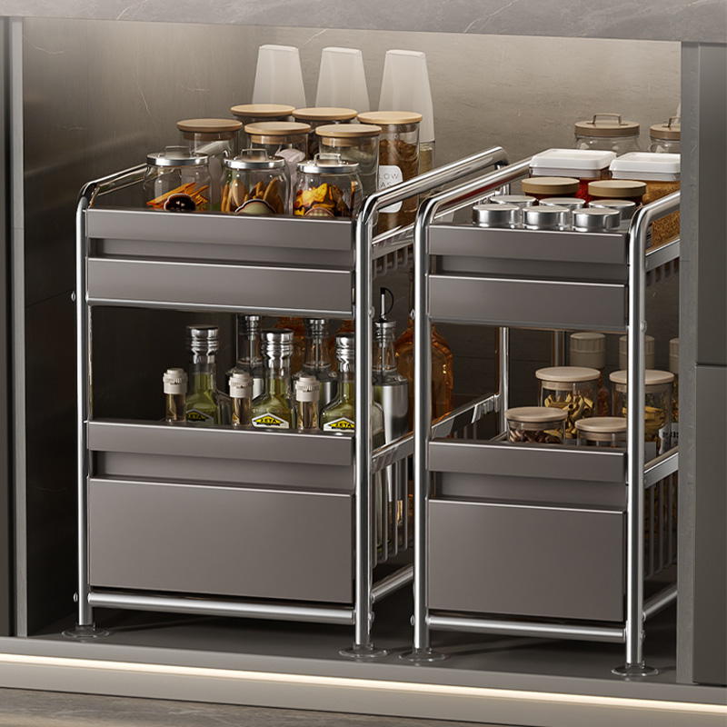 厨房抽拉式置物架橱柜内分层架
