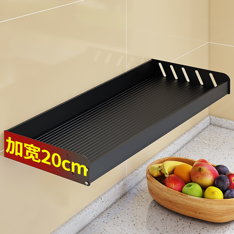 厨房置物架墙上挂架壁挂式隔板免打孔调味料免钉分层墙壁收纳架子