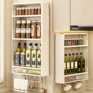 厨房置物架墙上免打孔壁挂调味料用品家用大全多功能小工具收纳架