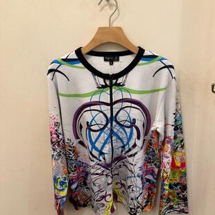 香港专柜代购agnes b.彩色涂鸦印花拉鍊百搭長袖外套 24秋冬女装