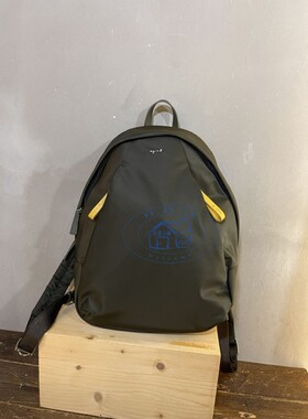 香港專櫃代購agnes b.品牌logo尼龍兩側拉鏈女款雙肩背包 21秋冬