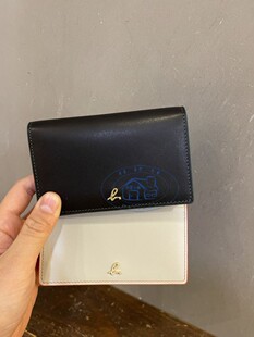香港專櫃代購agnes b.b字logo撞色真皮女款卡包名片包 22春夏新