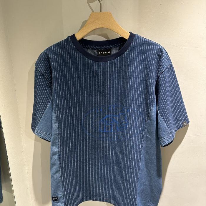 香港专柜代购agnes b.竖条纹拼接短袖圆领百搭休闲T恤 24秋冬男装