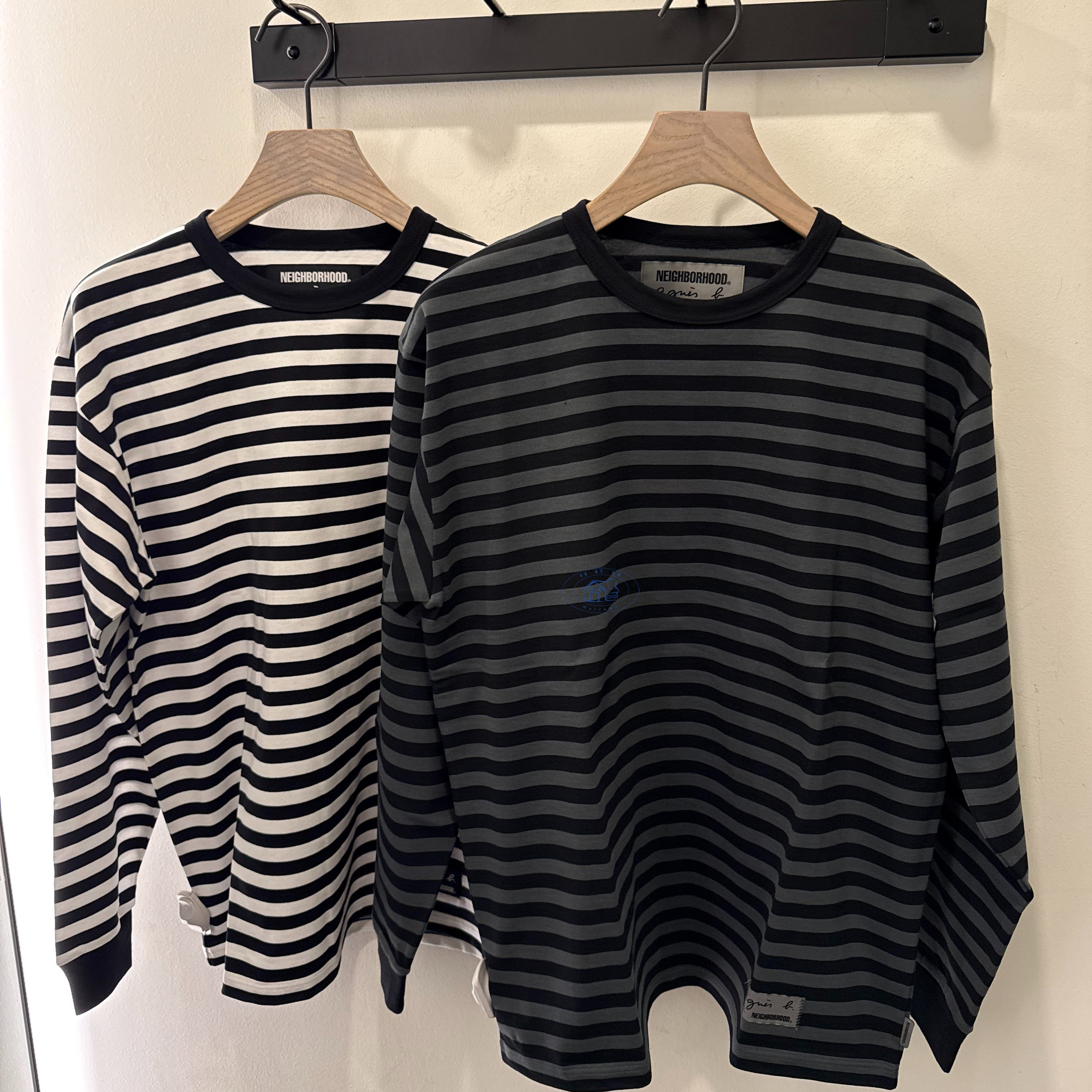 香港专柜代购agnes b 经典條紋百搭圓領長袖T恤 25秋冬男款