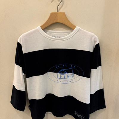 香港专柜代購agnes b 经典款條紋長袖T恤25春夏女 EBP3J206 1000