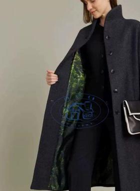 香港专柜代购agnes b.灰色羊毛立领纯羊毛长裤气质外套 24秋冬女