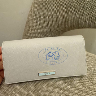 香港专柜代购agnes b.b字logo荔枝纹真皮女款長款拉鍊钱包 25春夏