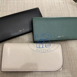 香港专柜代购agnes b.品牌logo真皮女款搭扣百搭长款钱包 24秋冬
