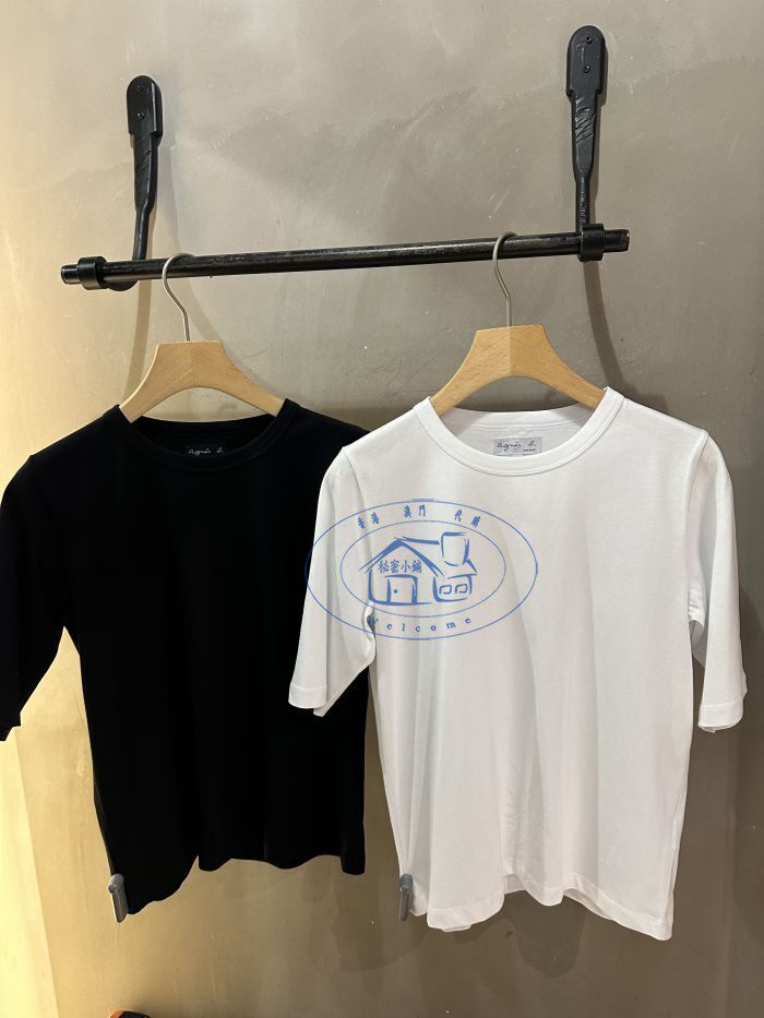 香港专柜代购agnes b.简约纯色百搭短袖圆领纯棉t恤 24春夏女装