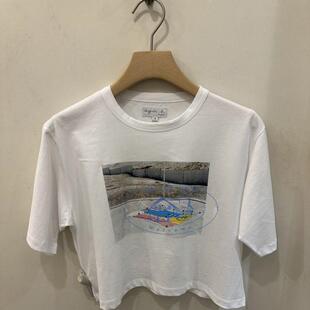 香港专柜代购agnes b.照片印花百搭宽松圆领短袖T恤 24秋冬女装