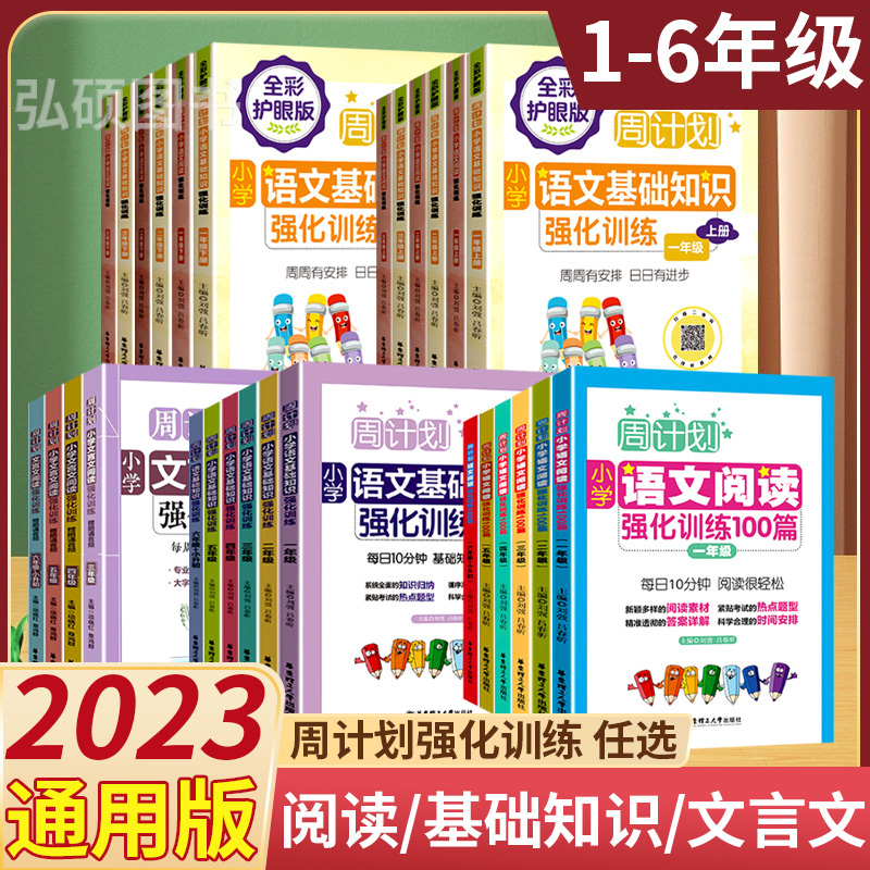 2024新版周计划小学语文阅读强化训练100篇文言文练习与训练一1二2三3四4五5六年级小学生人教版同步专项阅读理解写作练习册-封面