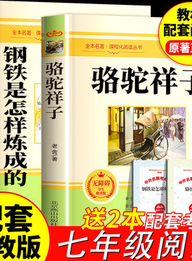 骆驼祥子和钢铁是怎样炼成的正版书原著初中版老舍初中生七年级下册文学名著课外书初一课外阅读籍海底两万里人民教育出版社人教版