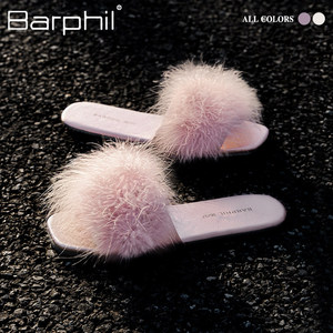 【商场同款】Barphil凉拖女夏季外穿新款精致高级感法式火鸡毛毛
