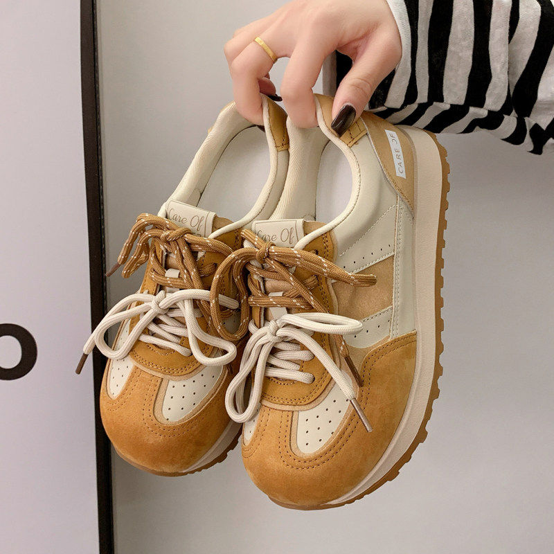 【商场同款】真皮厚底德训鞋女款2026新款今年流行爆款鞋子女鞋百