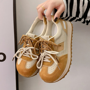 【商场同款】真皮厚底德训鞋女款2026新款今年流行爆款鞋子女鞋百