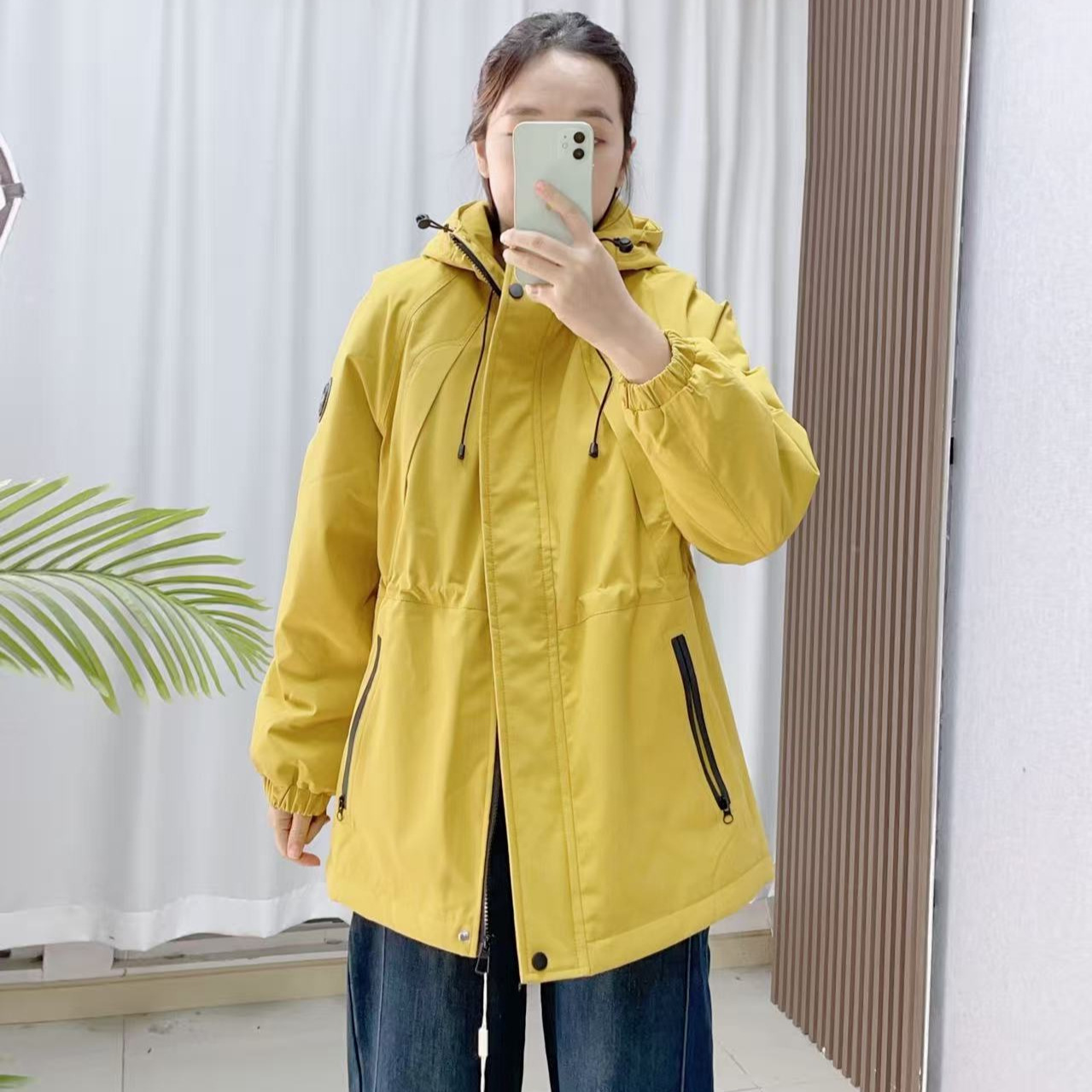 2025秋冬新款时尚百搭连帽加厚环保毛保暖冲锋衣外套918