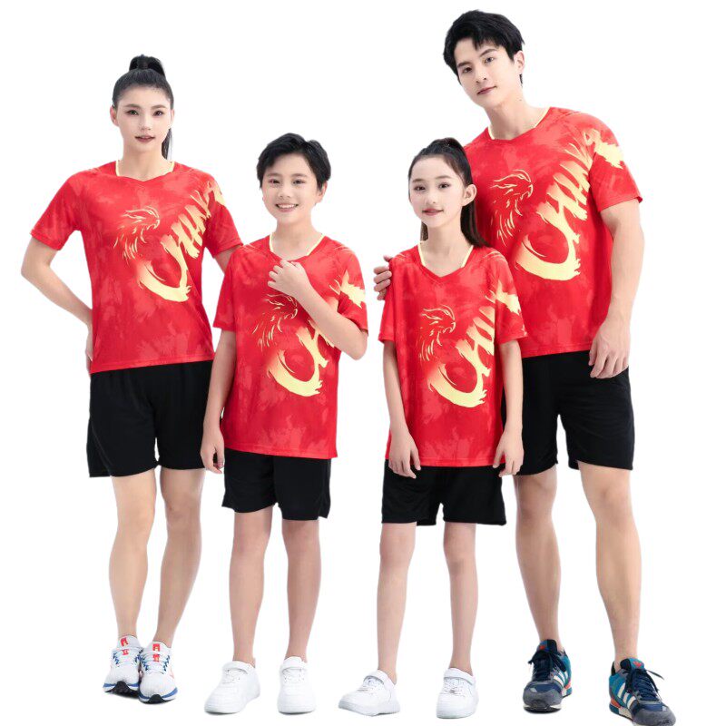 乒乓球服中国女童运动服套装男童定制儿童网球羽毛球服女训练服夏