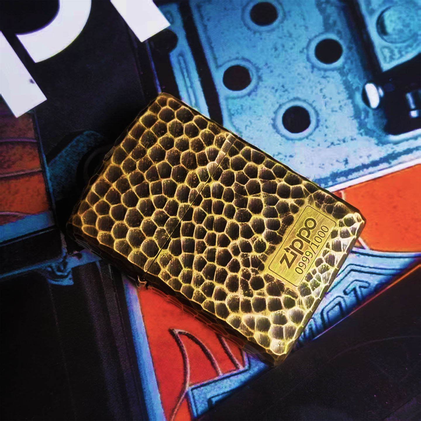 zippo打火机原装专柜正品限量版收藏级纯铜盔甲机陨石坑官方正版