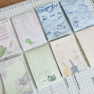 A7「有关猫与鱼的100种猜想」原创无胶便签分装手帐素材内页双面