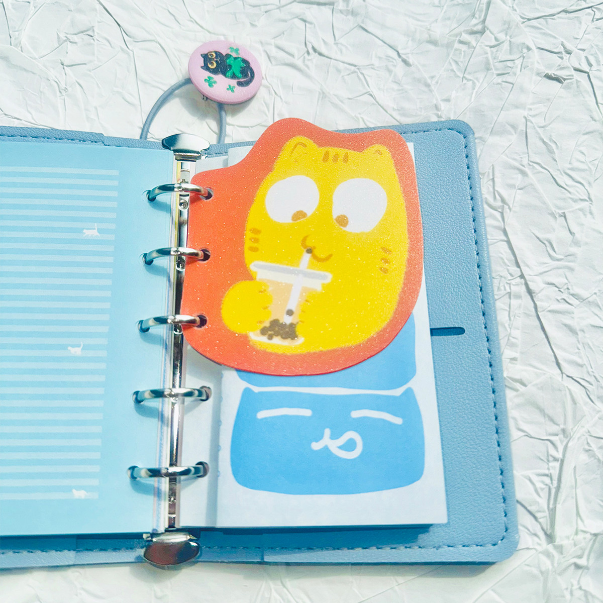 M5/A7分隔页「奶茶喵喵战士」原创双面手帐闪砂绘本 我们的世界