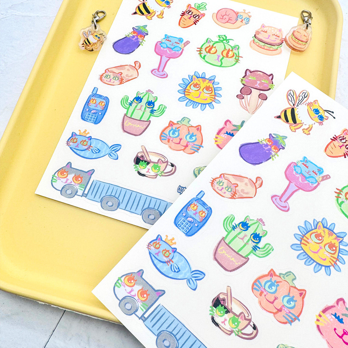 「万物皆猫」原创手帐贴纸合成纸 10*14cm 哑膜切膜手绘 猫