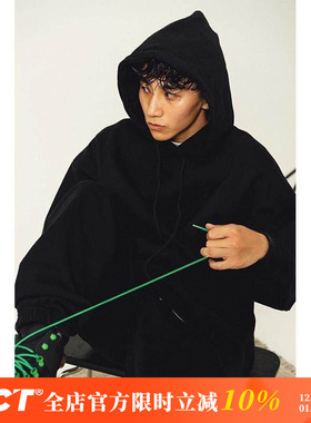 BDCT 重磅宽松日式休闲加绒连帽卫衣 春秋款纯色男士上衣套头帽衫