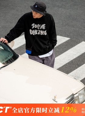 BDCT 涂鸦字母圆领卫衣 春季新款日系街头oversize套头衫男