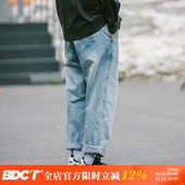 BDCT 潮 休闲裤 日系阿美咔叽腰带宽松直筒牛仔裤 复古水洗做旧工装