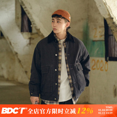 BDCT 复古水洗灯芯绒拼接翻领大口袋工装外套冬季加厚保暖棉衣男